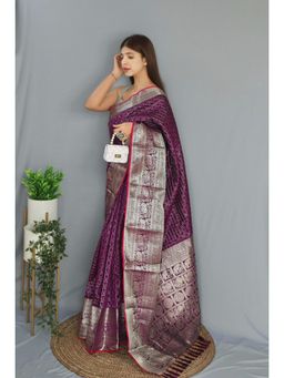 EXCLUSIVA - Purple Woven Banarasi Saree with Unstitched Blouse