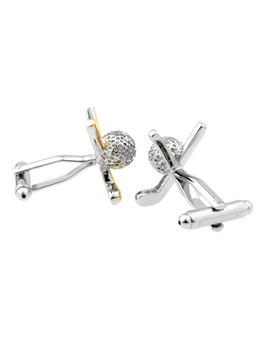 The Tie Hub - Silver &Gold Golf Ball With Stick Cufflinks