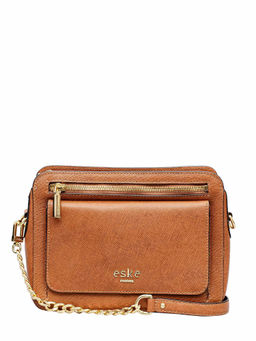 Eske - Tan Saffiano Nunzia Small Satchel Handbag For Women