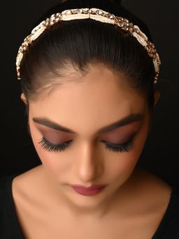 AG'S - Pearls White Gold Plated Kundan Sheesh Phool