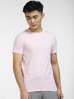 Jack & Jones - Pink Self-Design Crew Neck T-shirt