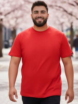 Bewakoof - Men's Bold Red Half Sleeve Plus Size T-Shirt