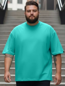 Bewakoof - Heavy Duty 1.0 Men's Pool Blue Oversized Plus Size T-shirt