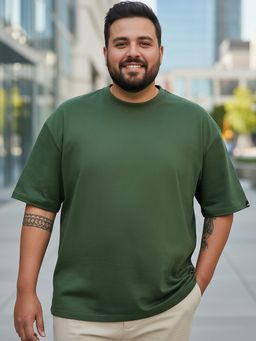 Bewakoof - Heavy Duty 1.0 Men's Green Oversized Plus Size T-shirt