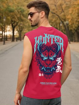 Bewakoof - Men's Bold Red Hunter Graphic Printed Boxy Fit Vest