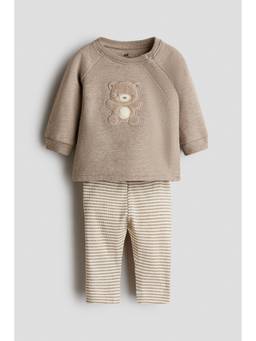 H&M - Unisex Brown 2-Piece Cotton Top And Leggings