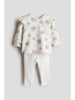 H&M - Unisex White 2-Piece Cotton Top And Leggings