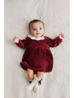 H&M - Girls Red Cotton Velour Bodysuit Dress