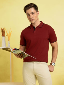 Dennis Lingo - Men Cotton Regular Fit Solid Polo T-Shirt