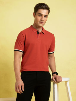 Dennis Lingo - Men Cotton Regular Fit Solid Polo T-Shirt