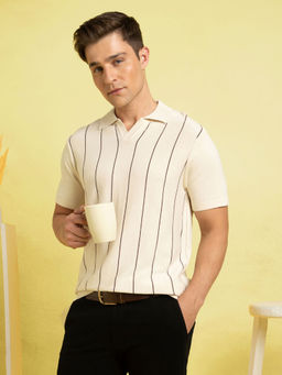 Dennis Lingo - Men Cotton Regular Fit Striped Polo T-Shirts