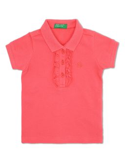 United Colors of Benetton - Girls Coral Solid Polo T-Shirt