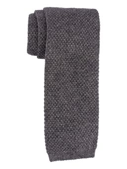 The Tie Hub - Grey Knitted Pattern Wool Necktie