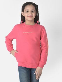 CRIMSOUNE CLUB - Girls Raspberry Pink Brand-Typography Sweatshirt