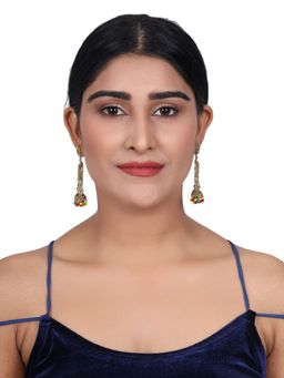 Anika's Creations - Oxidised Elephant Shape Gold Plated Multicolor Ethnic Jhumka Earring