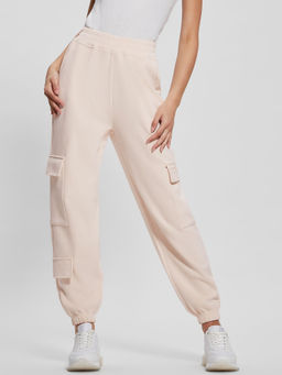 Guess - Cream Mid Rise Cuffed Leg Cargo Pant