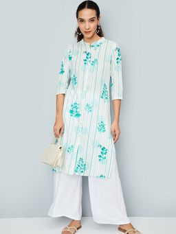 max - Women Printed Straight White Kurta
