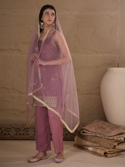 AVANSHEE - Women Pink Silk Blend Embroidered Kurta with Pant and Dupatta