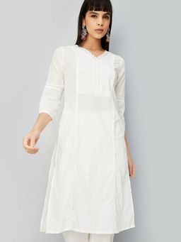 max - Women Schiffili Straight Off White Kurta