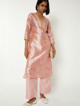 max - Women Pink Polyester Blend Floral Print Kurta and Pant