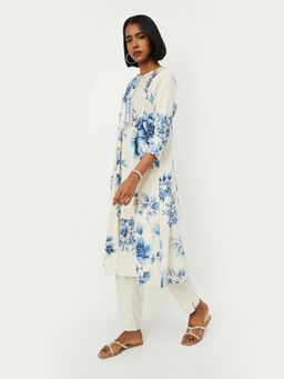 max - Women Off White Rayon Floral Printed A-Line Kurta