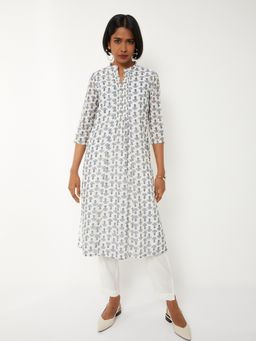max - Women White Polyester Blend Floral Printed A-Line Kurta