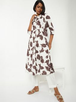 max - Women White Cotton Blend Floral Print Kurta and Pant