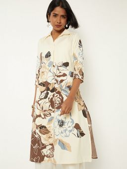 max - Women Printed Off White A-line Kurta