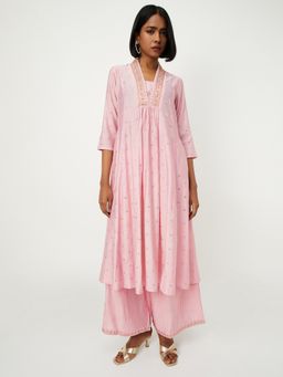 max - Women Embroidered Pink A-Line Kurta