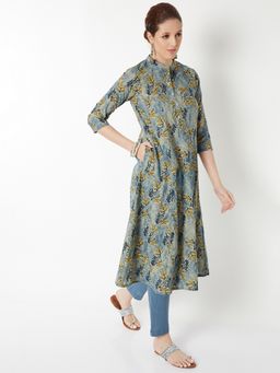 max - Women Blue Cotton Blend Printed Kurta and Pant
