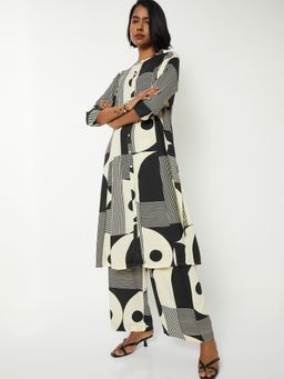 max - Women Black Rayon Geometric Print Kurta and Pant