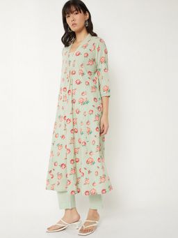 max - Women Green Cotton Floral Print Kurta and Pant