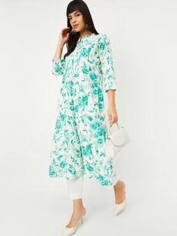 max - Women Off White Cotton Blend Floral Print Kurta and Pant