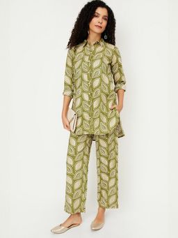 max - Women Green Cotton Blend Printed Kurta and Pant