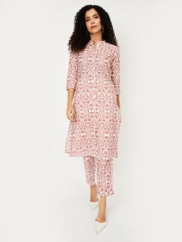 max - Women Red Chanderi Printed Kurta and Pant