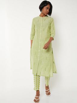 max - Women Green Cotton Printed Kurta and Pant
