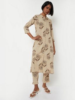 max - Women Beige Viscose Floral Print Kurta and Pant