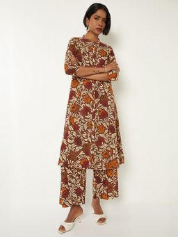 max - Women Brown Rayon Floral Print Kurta and Pant