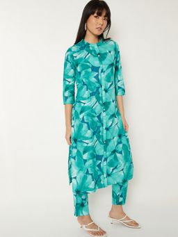 max - Women Blue Cotton Floral Print Kurta and Pant
