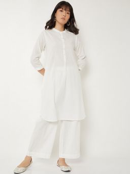 max - Women White Cotton Blend Striped Kurta and Pant