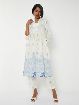 max - Women White Cotton Floral Print Kurta and Pant