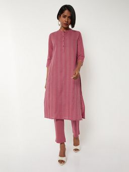 max - Women Pink Cotton Embroidered Kurta and Pant