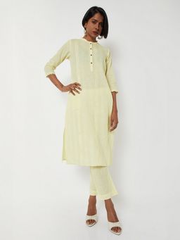 max - Women Yellow Cotton Embroidered Kurta and Pant