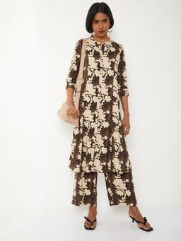 max - Women Brown Rayon Floral Print Kurta and Pant