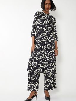 max - Women Black Rayon Floral Print Kurta and Pant