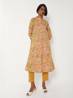 max - Women Yellow Cotton Floral Print Kurta and Pant