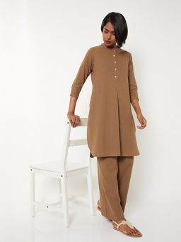 max - Women Brown Cotton Striped Kurta and Pant