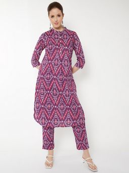max - Women Purple Cotton Blend Printed Kurta and Pant