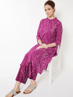max - Women Purple Rayon Printed Kurta and Pant