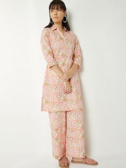 max - Women Orange Cotton Blend Paisley Print Kurta and Pant